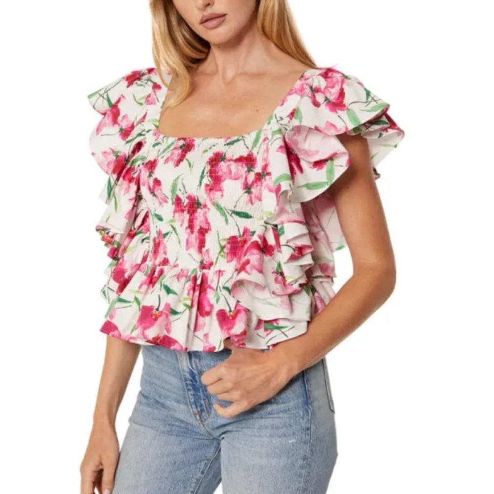 Misa Los Angeles Karma Top Fuchsia Floral Size XS $310MSRP